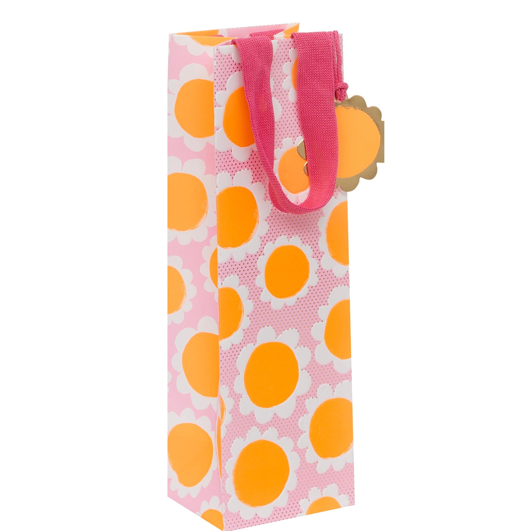 Glick Bottle Gift Bag, Dazzling Daisies, 110 x 340 x 100 mm, Luxury Recyclable Bag for Birthdays & Celebrations
