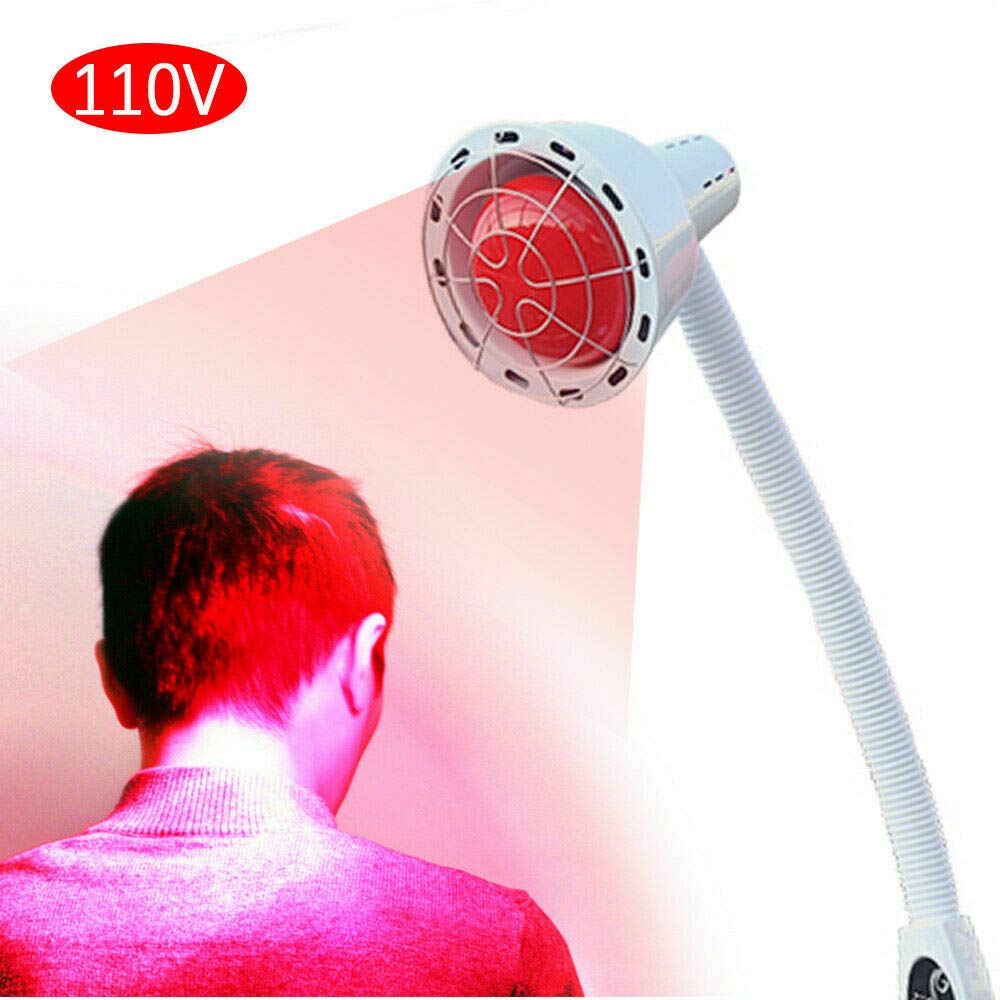 Lámpara de calor de 275 W, con cabezal único, 360 grados, ajustable, lámpara de infrarrojos, tubo telescópico, lámpara de terapia, tratamiento de la piel, para salón de belleza, salón o salón