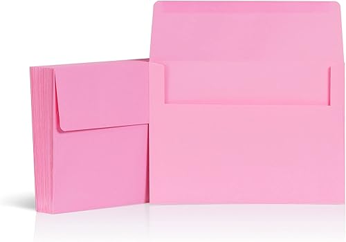 Sobres de 5 x 7 pulgadas para invitaciones, paquete de 40 sobres A7 para tarjetas de 5 x 7, sobres de invitación de colores, rosa, 5 14 x 7 14