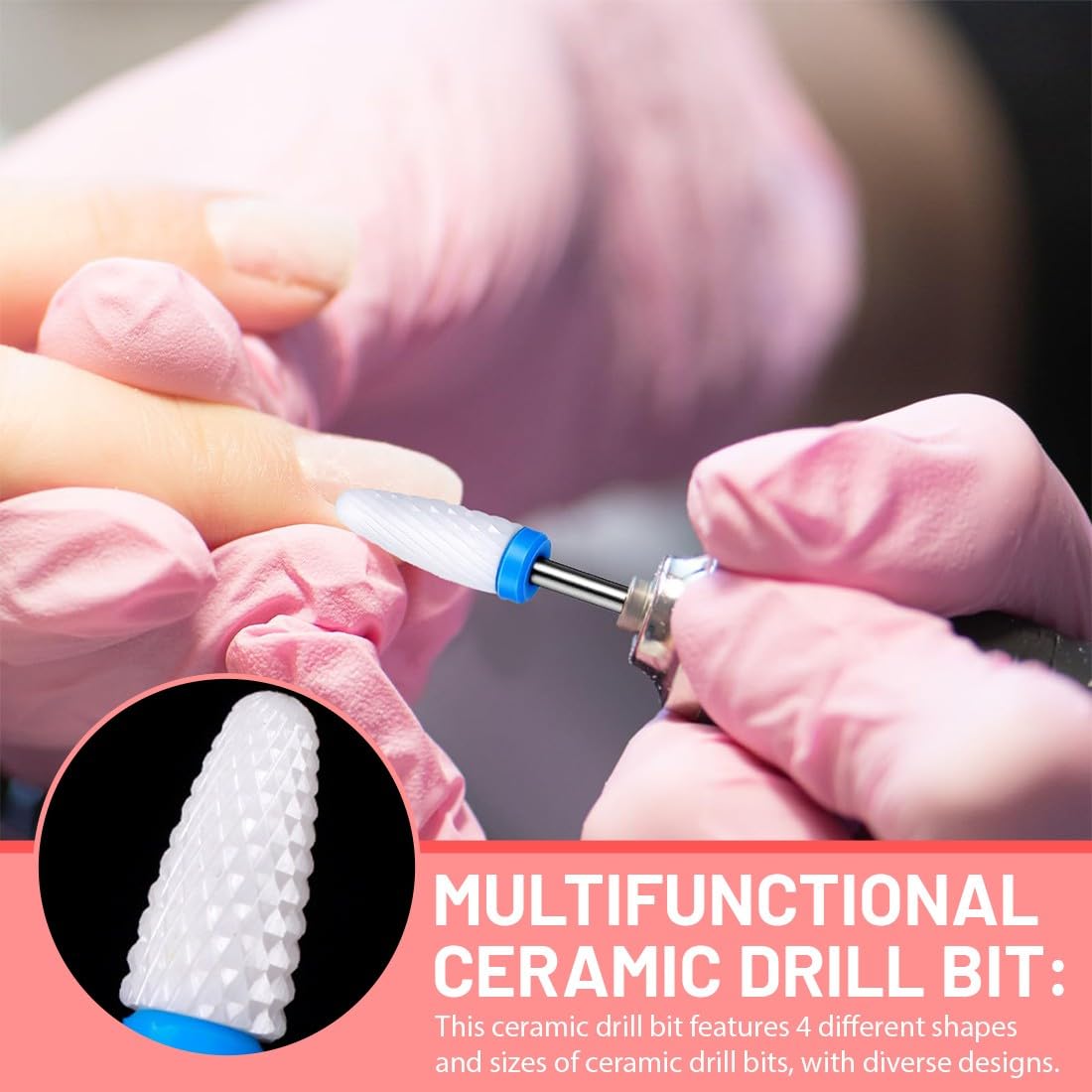 4 Pezzi Punte Fresa Unghie In Ceramica Per Manicure Pedicure Professionale, Set di punta levigatrice unghie, Punta Fresa Rimozione Gel, Fresa Per Cuticole E Unghie Naturali O Ricostruite