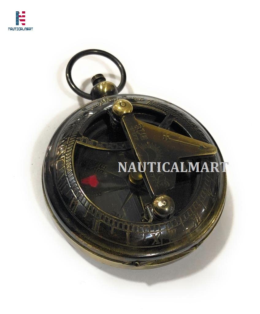 Nauticalmart - Brújula de latón con botón de presión, Antique