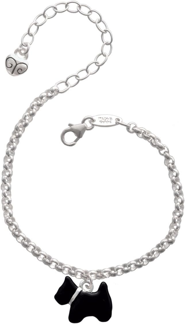 Delight Jewelry Silvertone Black Scottie Dog - Charm Bracelet, 8"