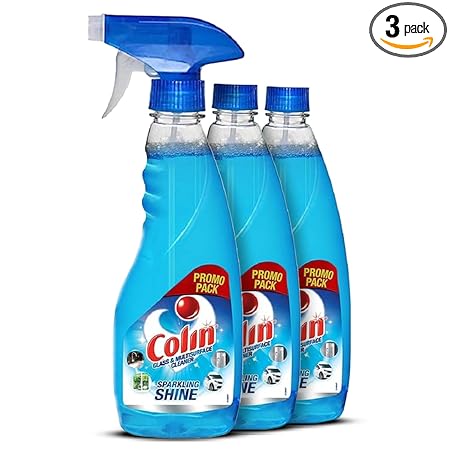 Colin Glass and Surface Cleaner Liquid Spray - 500 ml x 3 (Pack of 3)| India's #1 All-Purpose Glass Cleaner for Car, Kitchen and Home Surfaces | Multi Surface Cleaner
