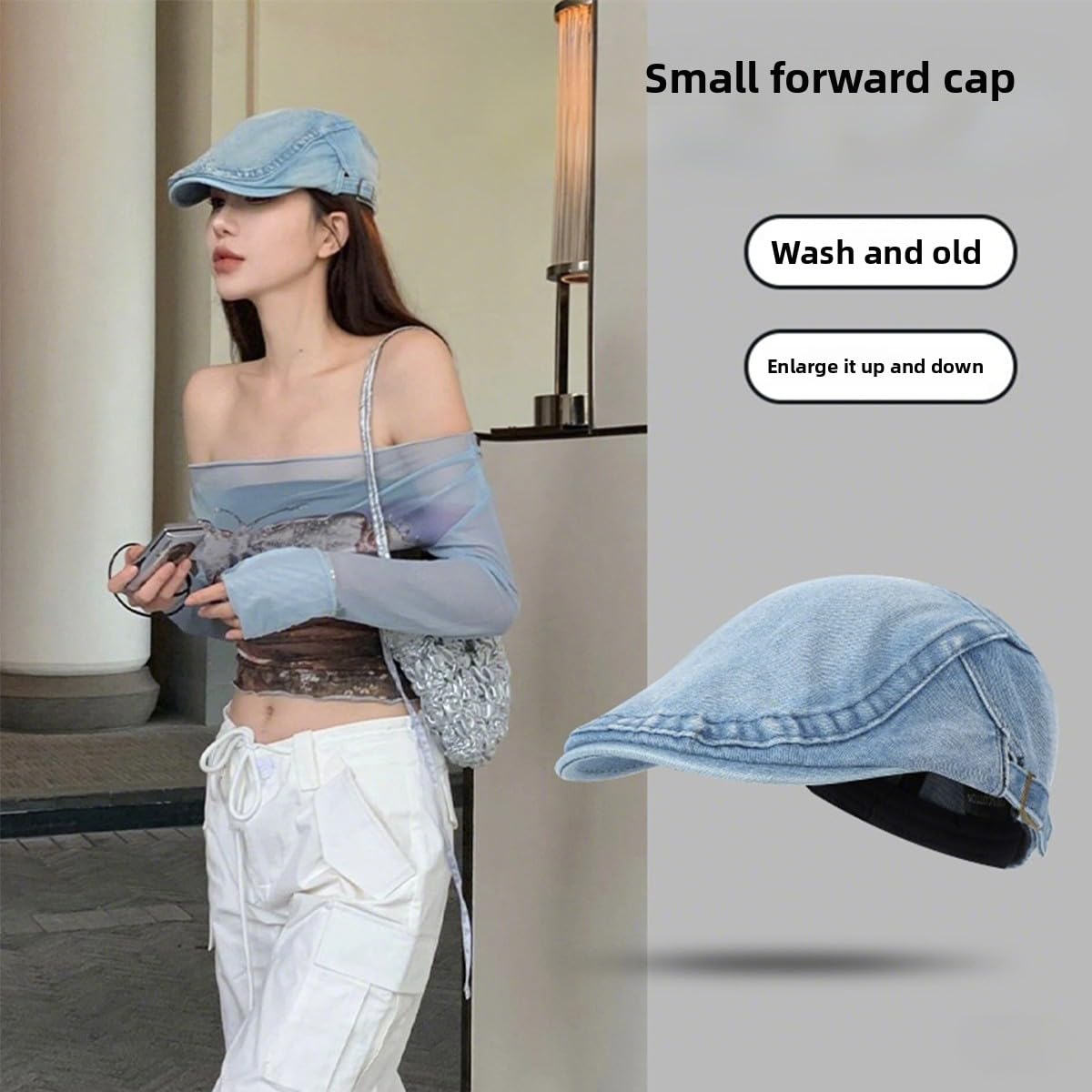 Casquette Beret Femme Printemps été Respirant Plate Cowboy Avant Vintage Réglable 54-59cm Souples Coton Gavroche Irlandais Hat Au Quotidien Loisir