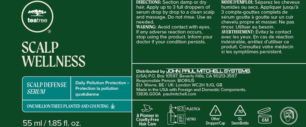 Tea Tree Scalp Wellness Scalp Defense Serum, Daily Pollution Protection, For All Hair Types, 1.85 fl. oz.