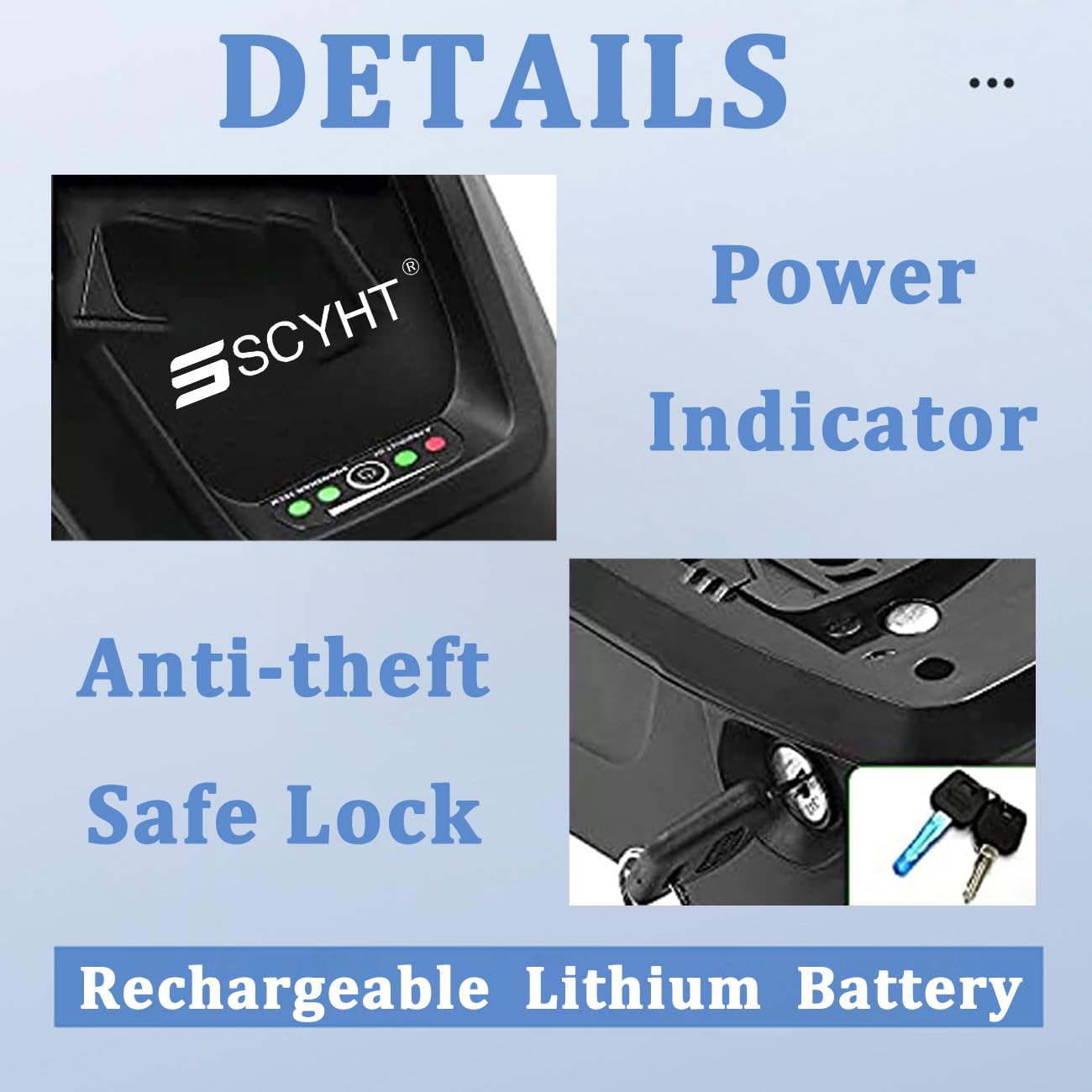 Batería extraíble 48 V 10,4 Ah 8 Ah 12,8 Ah y 14 Ah Batería de Litio 48 V Baterías de Tubo Diagonal 10 Ah Baterías Recargables con Cargador y Puerto 4 Pines,48v8ah t Plug