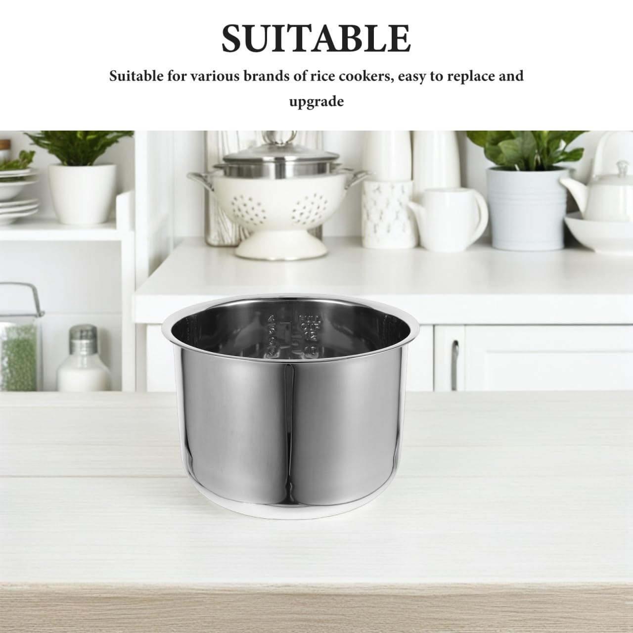 Repuesto De Olla Interior De Acero Inoxidable De 6 L Para Olla Arrocera: Revestimiento Antiadherente Universal Con Marcas De Medición Para Cocinas Eléctricas Accesorios Para