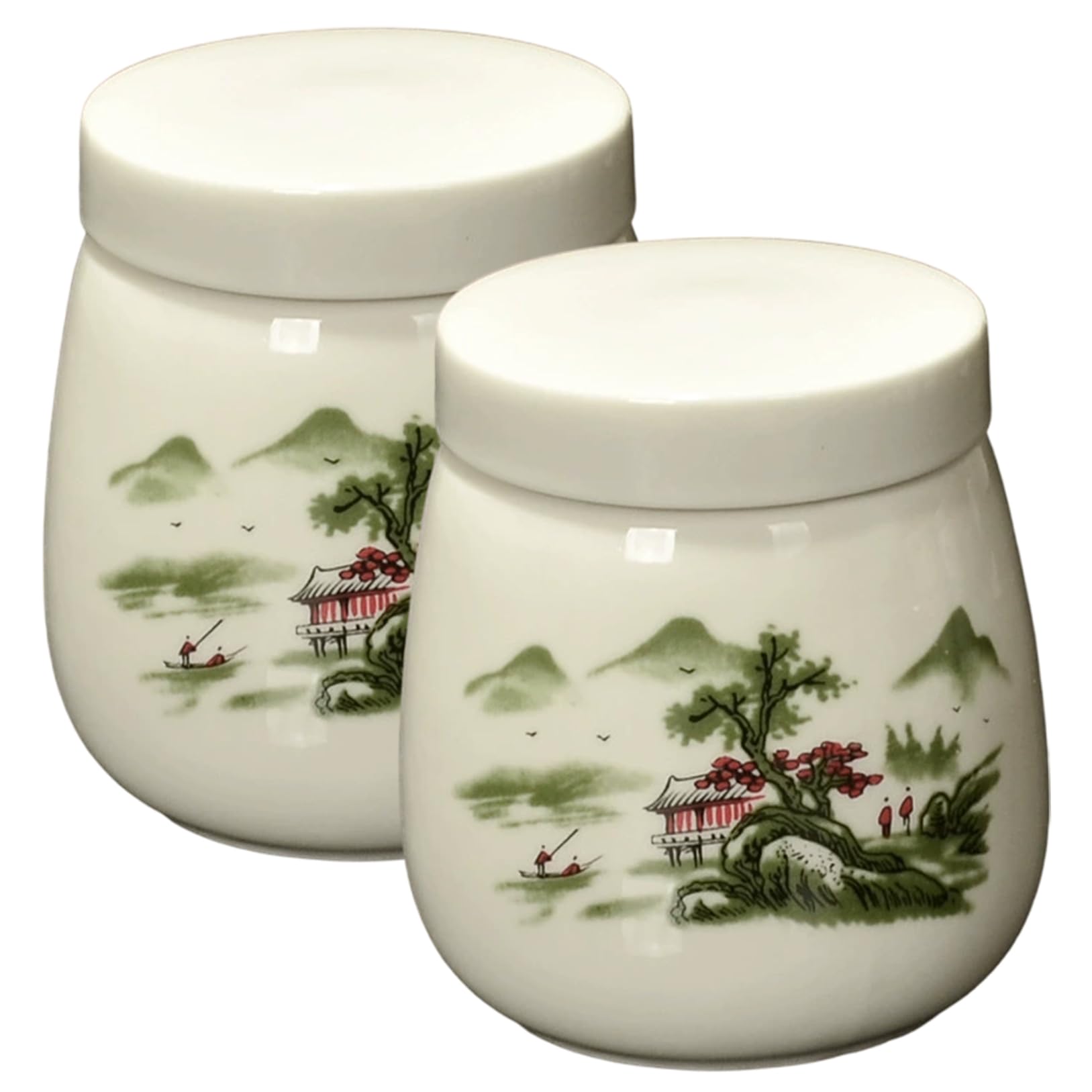 Wedhapy Coddled Egg Cups with Lids 2Pcs Egg Coddler, 220ml Vintage Ceramic Coddled Cups with Lids for Quick and Easy Breakfast or Elegant Display