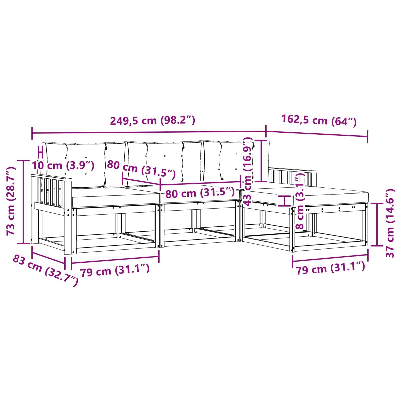 vidaXL Sofa na zewnątrzMeble ogrodoweZestaw Patio