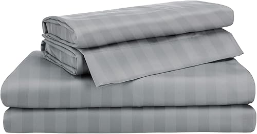 Miniatura 2 de Damask Stripe - Juego de sábanas de algodón Supima de 550 hilos, 6 piezas, sábanas con bolsillos extra profundos, juego de sábanas de 6 piezas,