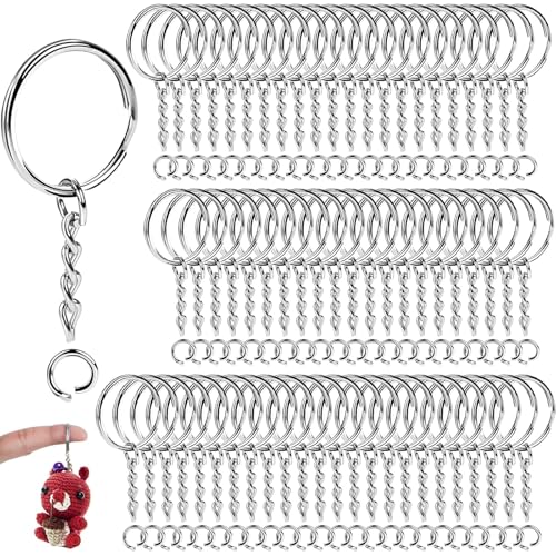 Kezidhp 80 Pezzi Anelli Portachiavi in Acciaio Inox 25mm, Anellini per Chiavi con Gancio - Kit per Fai da Te, Crafts, Bricolage, Accessori Portachiavi