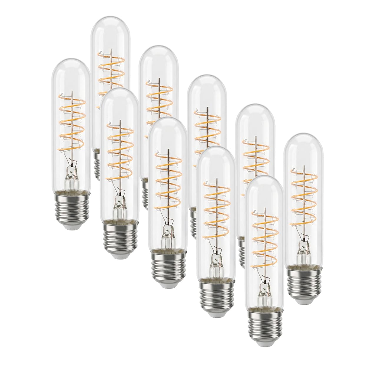 HOFSTEIN E27 LED Warmweiss Glühbirne 10er Set 6 Watt 2200 Kelvin 360 Lumen T30, Vintage Leuchtmittel Kolben Stab Mit Gedrehtem Filament Für Wohnräume Esszimmer Flur Küche Wohnzimmer