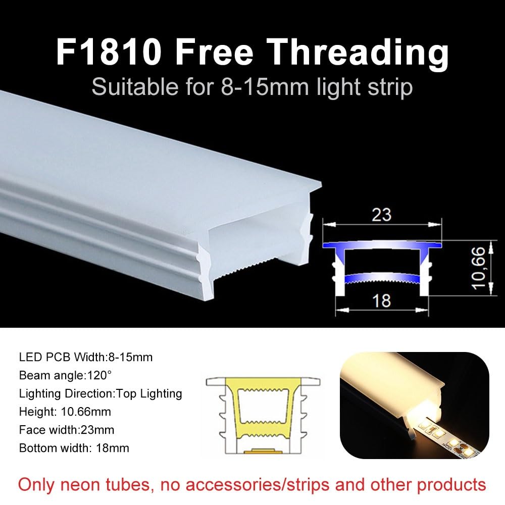 LED Neon Silicone Diffuser Tube - Flexible Light Cover, 1m-10m Length, Anti-Leakage devise,1pcs(White,F1810-2meters)