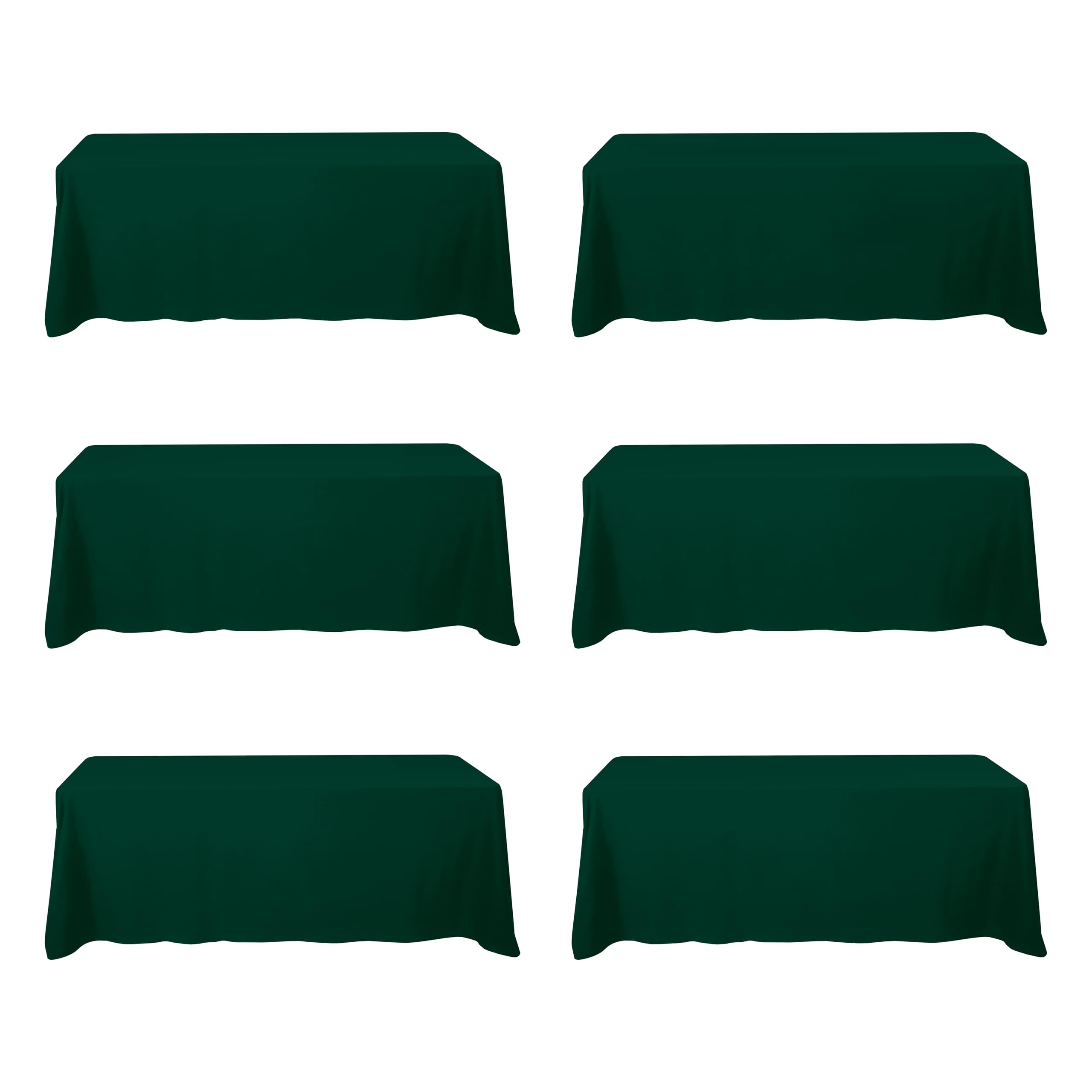 BRILLMAX 6 Pack Hunter Green Tablecloth 90x156 Inch for 8ft Rectangle Table