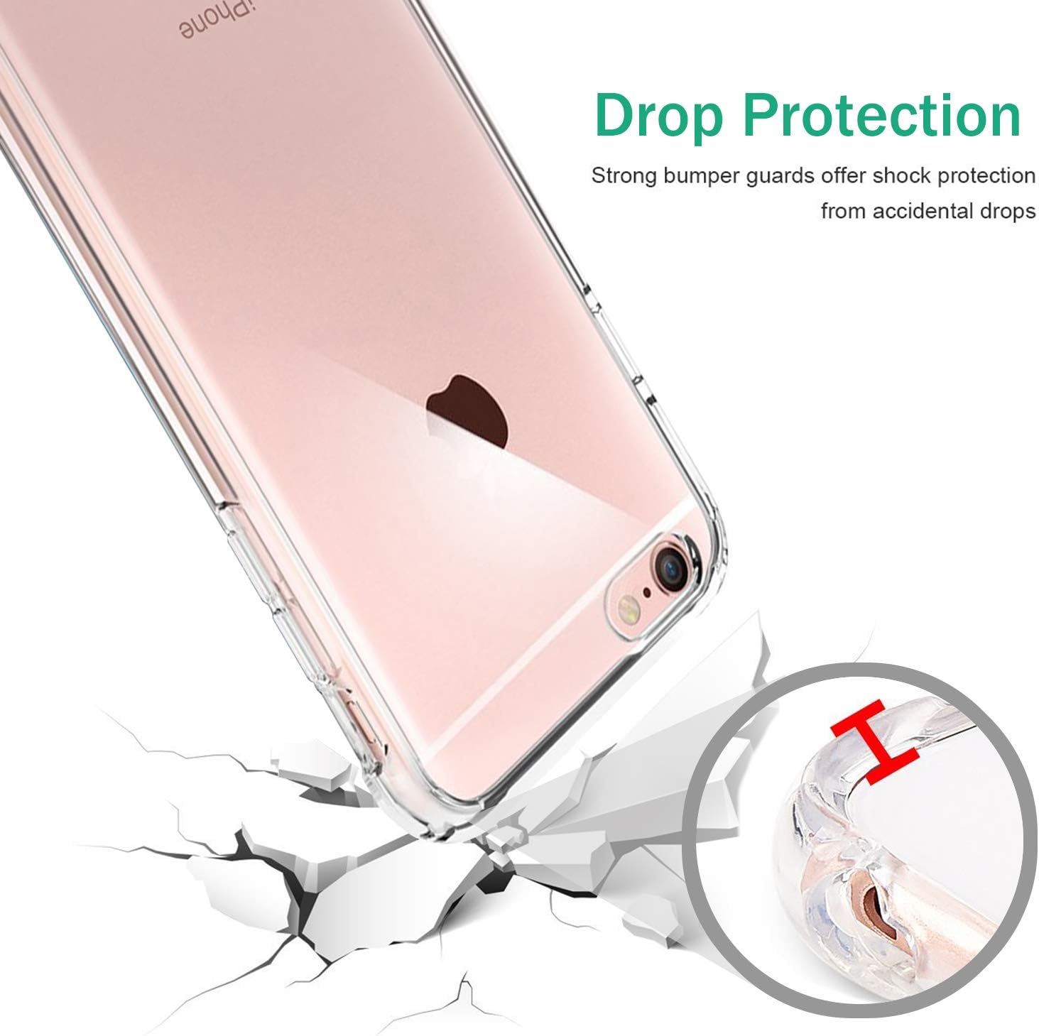 TENOC Phone Case Compatible with iPhone 6 Plus & iPhone 6s Plus, Clear Case Shockproof Protective Bumper Slim Cover for 5.5 Inch