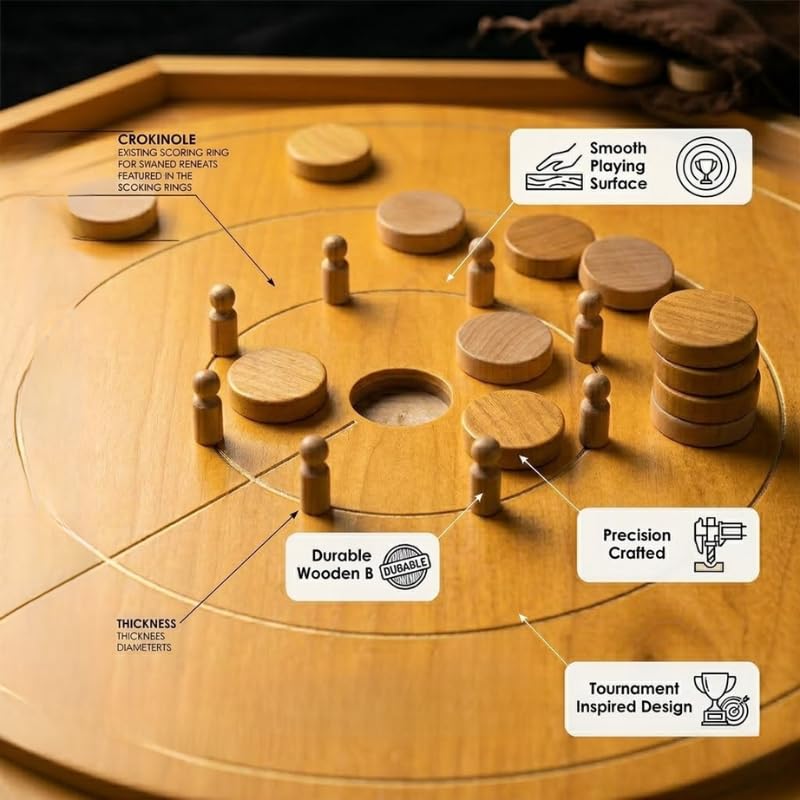 Tradeopia 4 en 1 Juego de Mesa Crokinole Deluxe miniatura 4