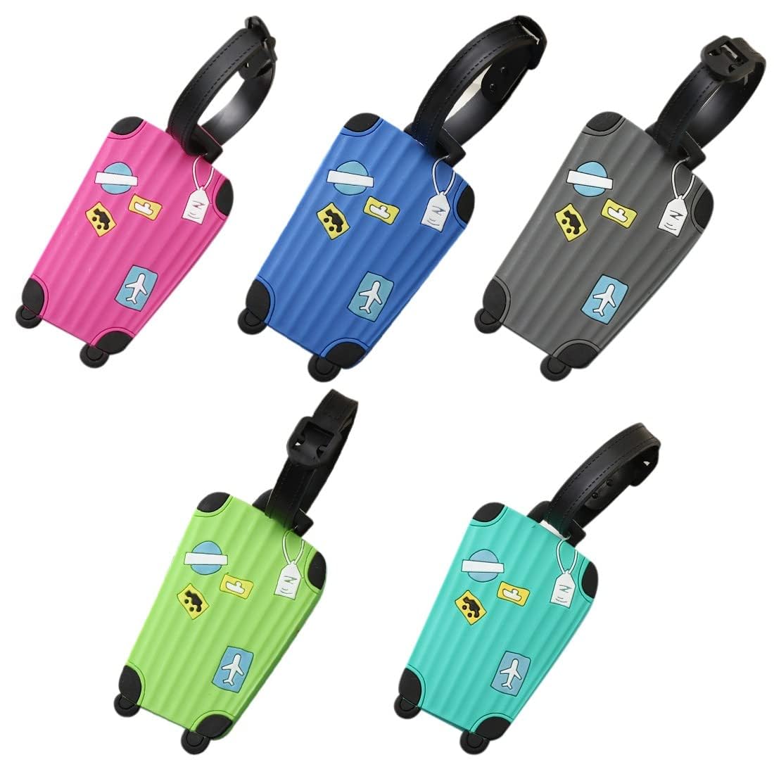 Gadget Deals Pack of 5 - Luggage Tags | Luggage tag | Bag tag | Name Tags for Luggage | Suitcase Tags for airports | Travel Tags for Luggage Trolley |with Silicon Strap to Identify Your Suitcase-picture-22
