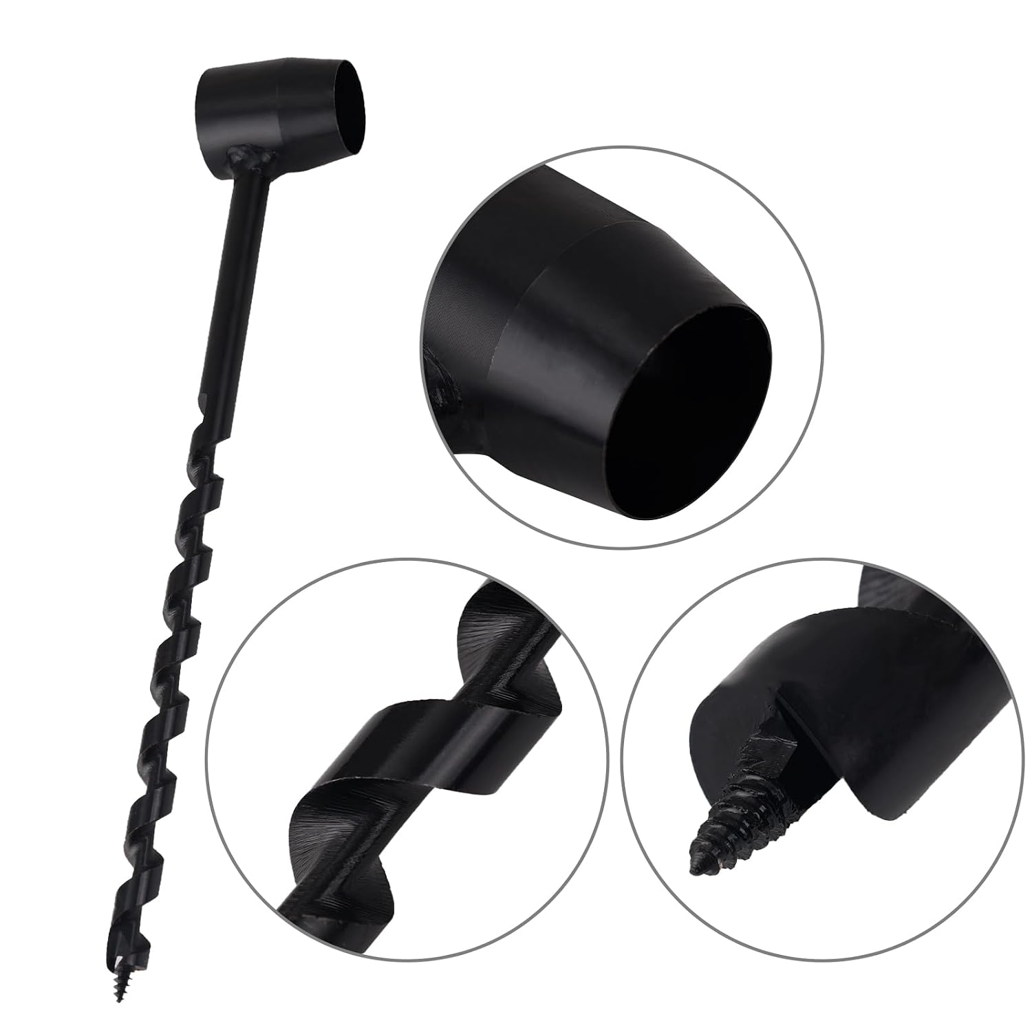 Larcele Hand Auger Wood Drill, Scotch Eye Wood Auger Drill Bit Survival Wrench Tool for Camping and Bushcraft ZLZ-01 (10mm/ 0.39in)