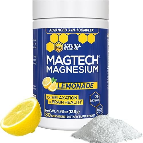 Miniatura 1 de Magtein Magnesium L-Threonate, Glicinate & Taurate - MagTech Magnesium Powder - Bebida de limonada sin azúcar - Complejo triple quelado de 200 mg -