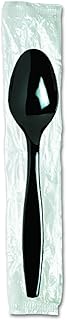 Dixie TH53C7 Heavy Weight Polystyrene Teaspoon, Individually Wrapped, 6" Length, Black (Case of 1,000)