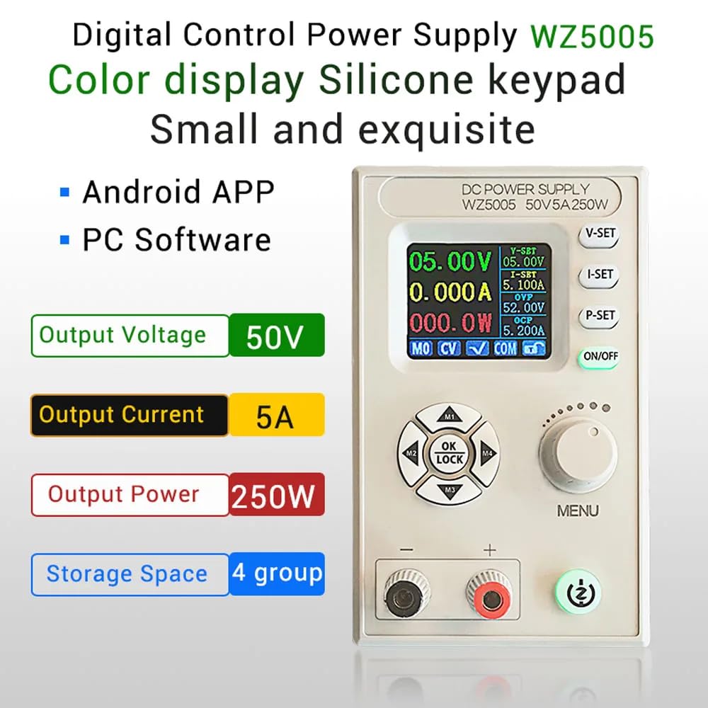 DollaTek Zasilacz pr?du sta?ego z regulacj? wyj?cia DC0-50V 5A 250W zasilacz prze??czaj?cy z 4-cyfrowym wy?wietlaczem LCD do sprz?tu laboratoryjnego i testów elektronicznych