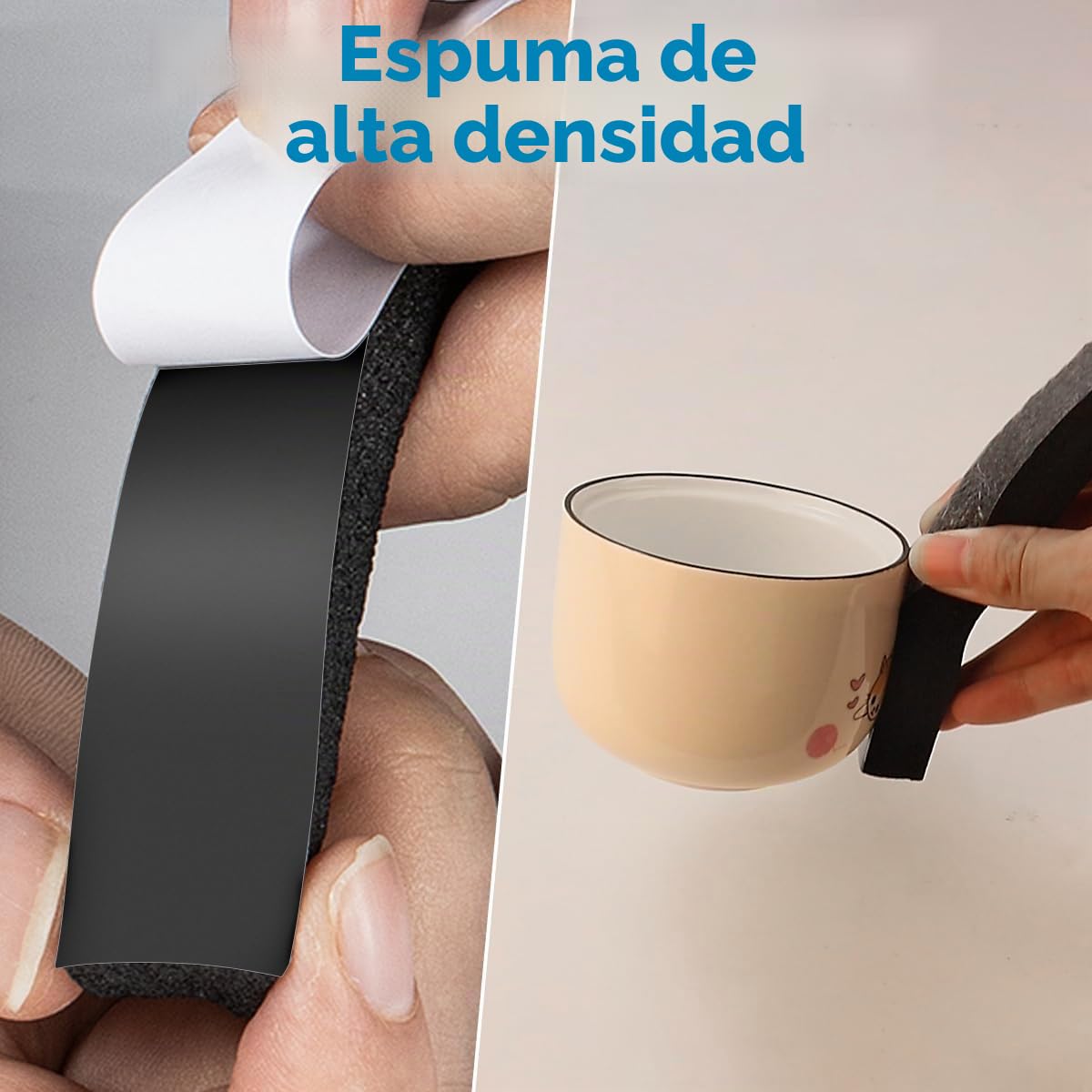 Cinta adhesiva de espuma autoadhesiva 25 mm (ancho) x 20 mm (profundidad), cinta aislante para puertas y ventanas, anticolisión, insonorización, resistente a la intemperie, ongitud total 5 m