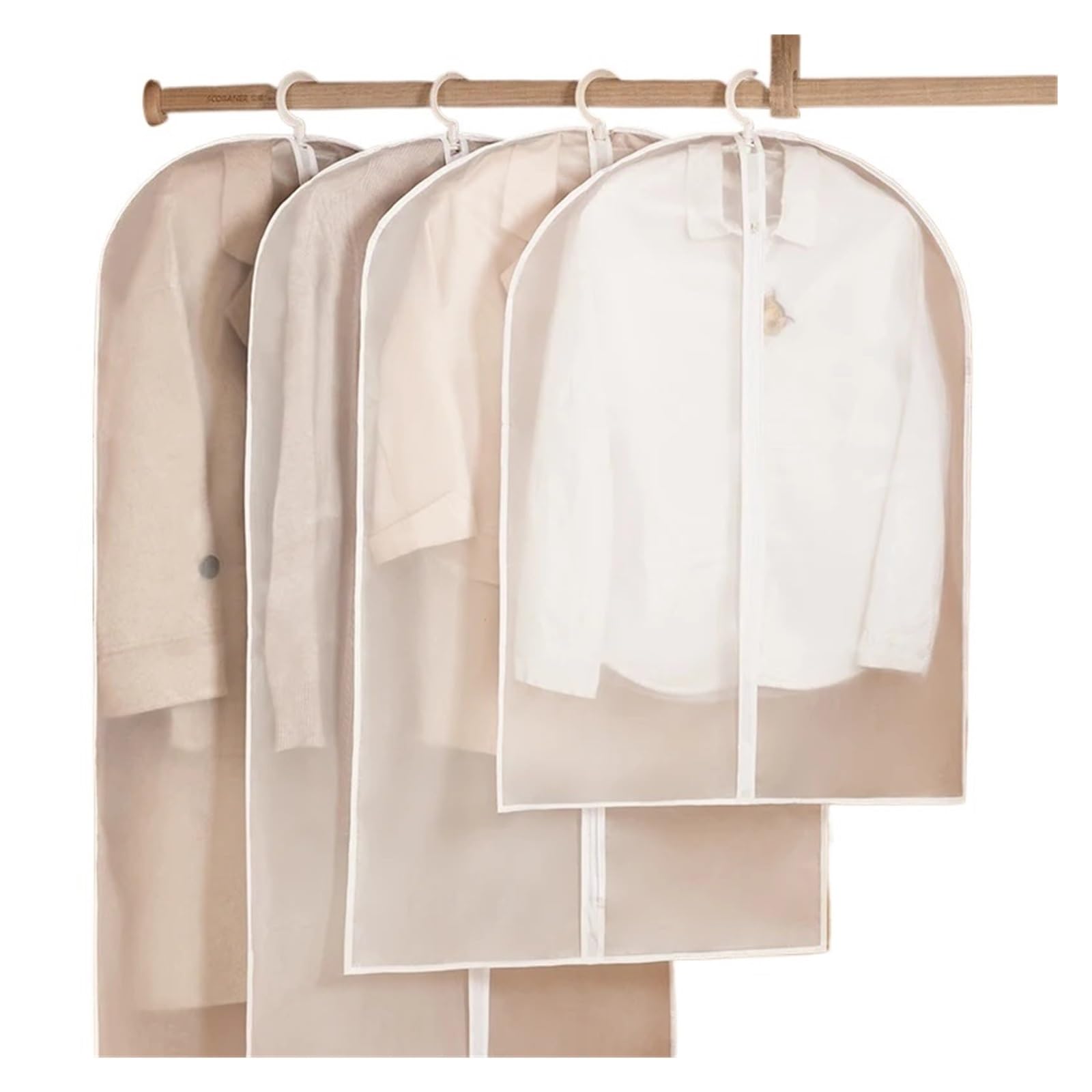 clothes dust bag 5PC Transparent Garment Bags Dustproof Zippered Hanging Clothes Storage Household Dust Cover Coat Suit Bag for home(60X80CM)