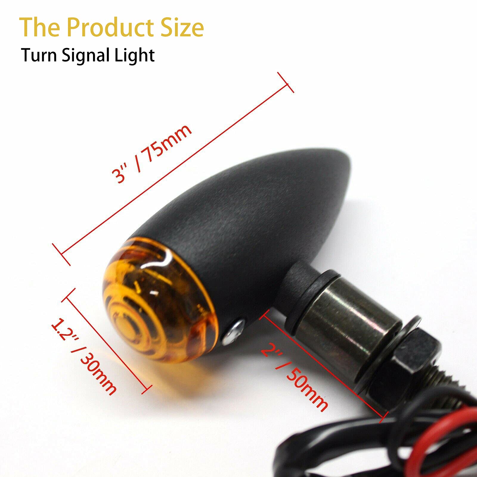 JMTBNO 2pcs Intermitentes Moto Homologados Bala Halógeno Lámpara Indicadores Señal de Giro Ámbar Luces Impermeables Universal 12V para Cruiser Chopper Cafe Racer Scooter Quad Enduro