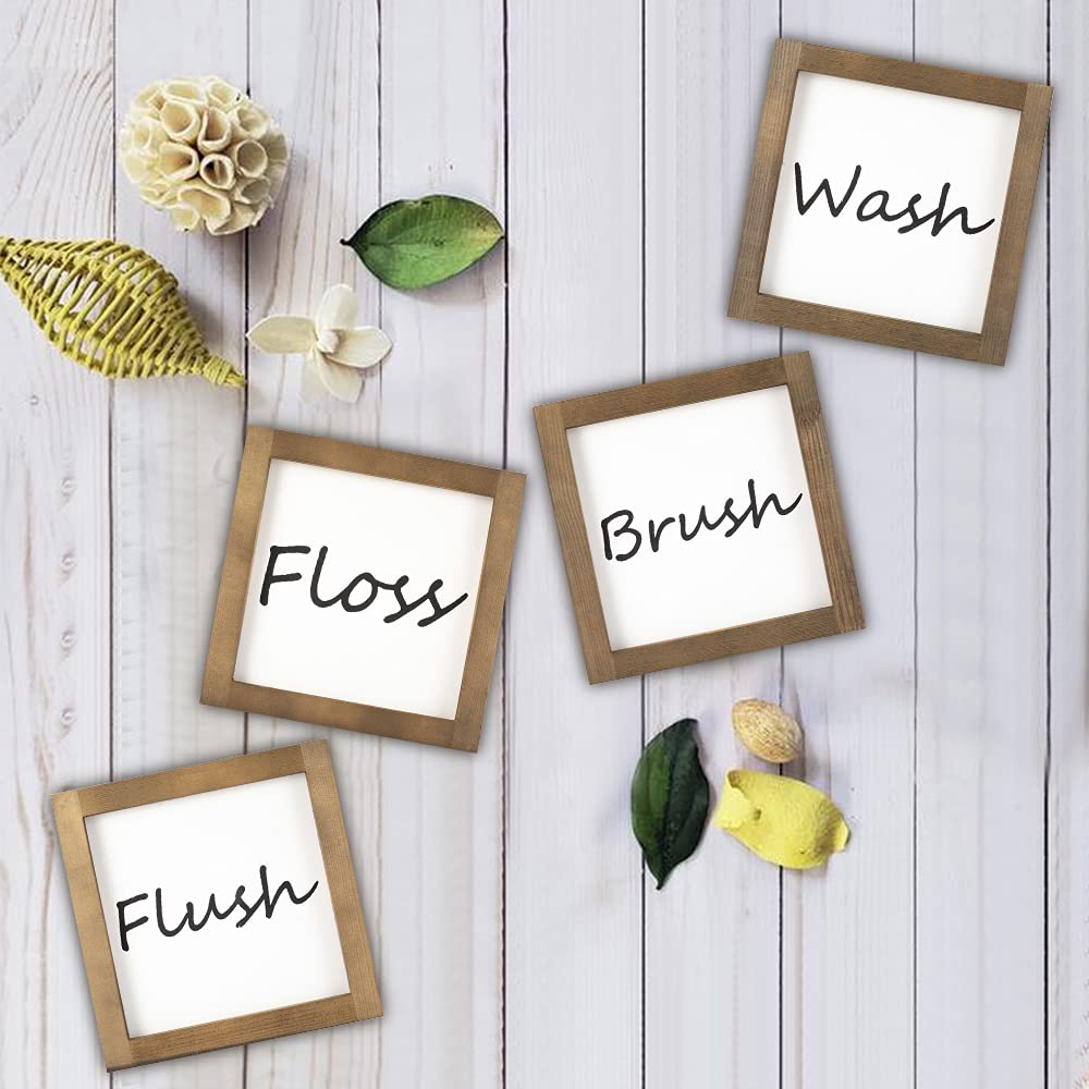 Buy Kosiehouse Set of 4 Farmhouse Bathroom Hang Wall Decor, Signs