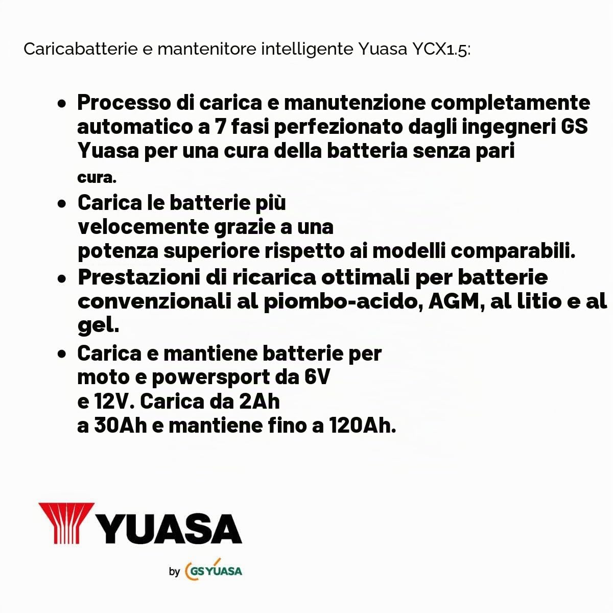 Yuasa YCX1.5 6/12V 1.5A Moto Smart Charger