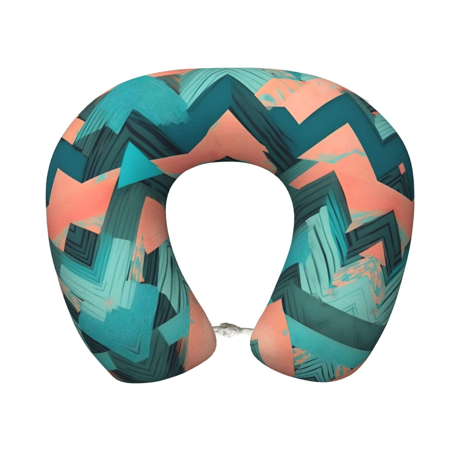 peiyeety Coral and Teal Arrows Print Custom U-Shaped Pillow,Memory Foam Cervical Neck Travel Pillow,for Home,Camping,Travelling
