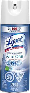 Lysol Disinfectant Spray, All in One, Spring Waterfall, Disinfect and Eliminate Odours on Hard Surfaces and Fabrics, Kills 99.99% of Viruses & Bacteria, 350g