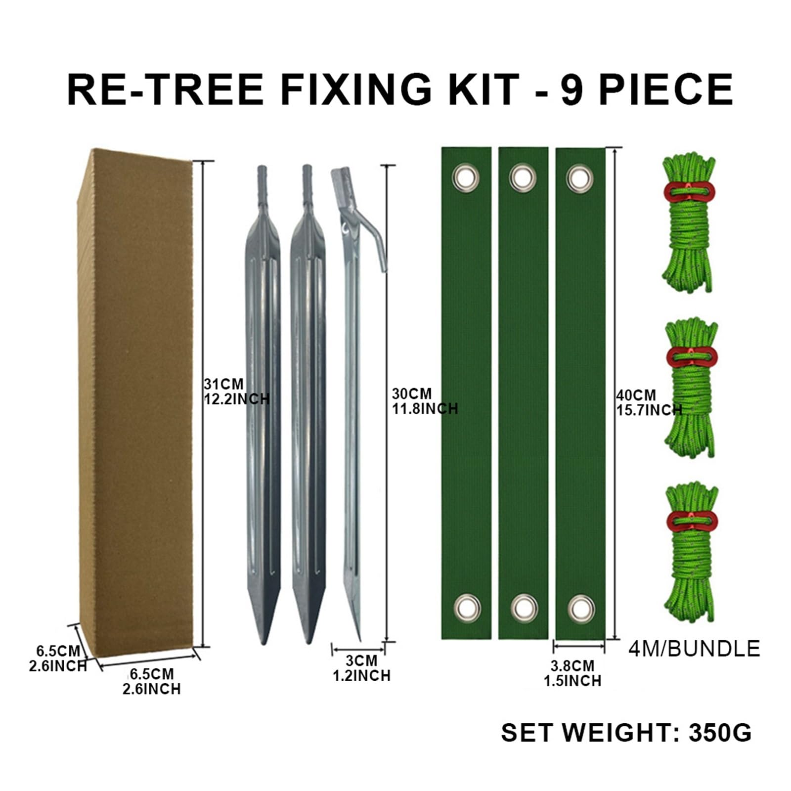 Pflanzen Rankhilfe 1 Set Baumpfahl-Sets, Pfähle und Stützen for Junge Bäume gegen schlechtes Wetter for bepflanzte Riemen, Gartenzubehör(Green Rope)