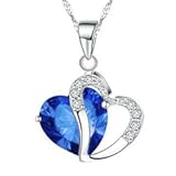 shlutesoy Pendant Necklace Cubic Zirconia Inlaid Neck Decoration Women Cubic Zirconia Inlaid Heart Shape Necklace for Party