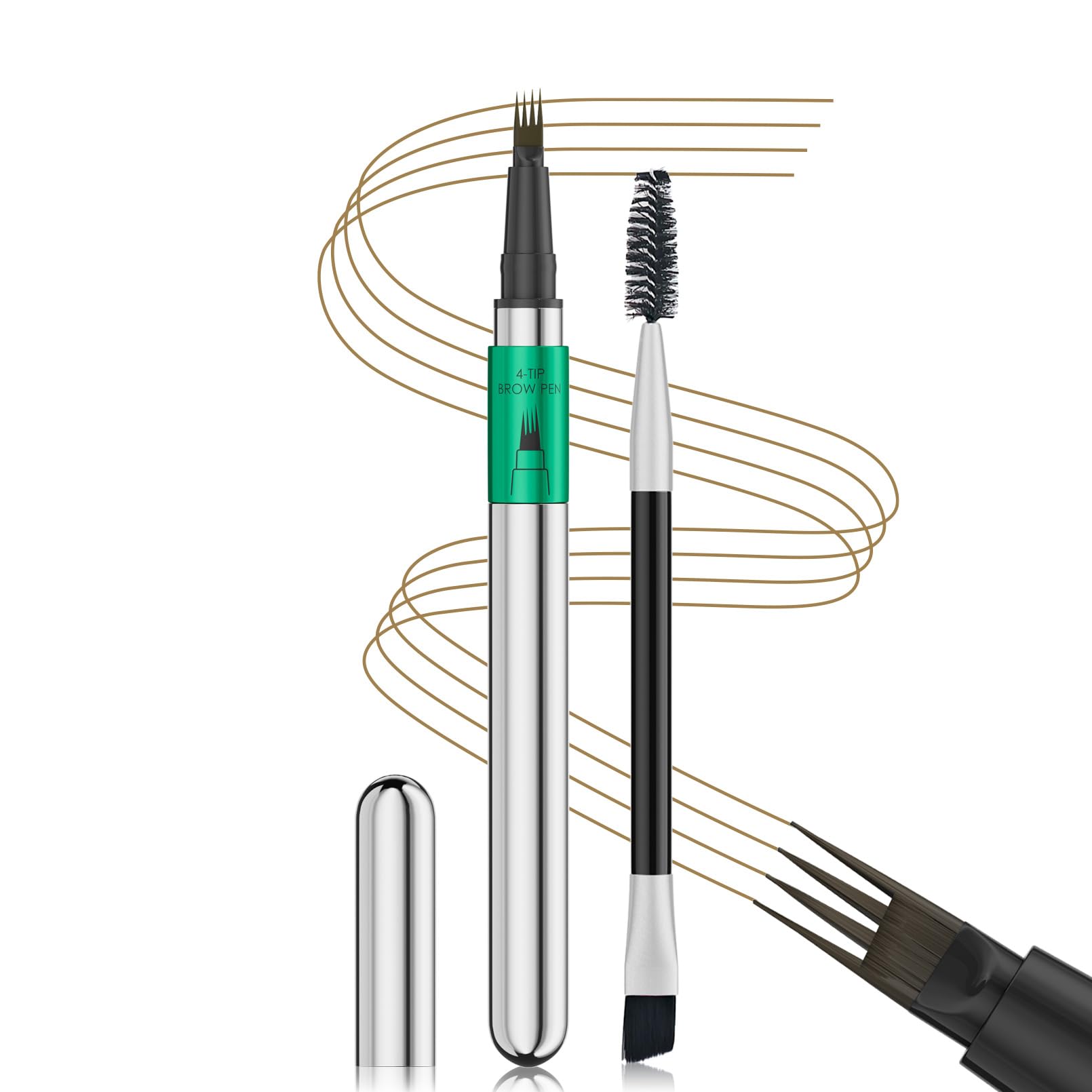 Magic Eyebrow Pencil, Microblading Eyebrow Pen with 4 Fork Tip,Waterproof Long-Lasting Eyebrow Pen Eyebrow Brush Creates Hair Like Natural Brows, Last