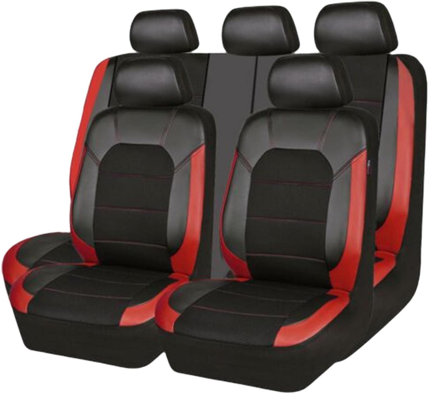 9 Pieces Car Seat Covers for Kia Seltos SUV 2019 2020 2021 2022 2023, Leather Car Seat Cover Waterproof Durable Interior Seat Covers, D Red