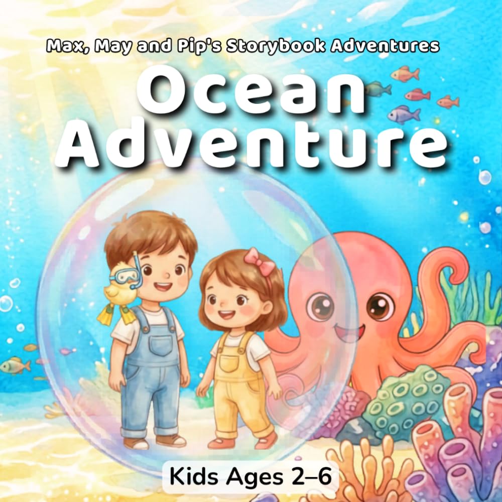 Ocean Adventure: An Illustrated Picture Book for Kids Ages 2–6: 28 Full-Color Pages — Meet Dolphins, Whales, and 12 Ocean Friends in a Watercolor ... (Max, May and Pip's Storybook Adventures)
