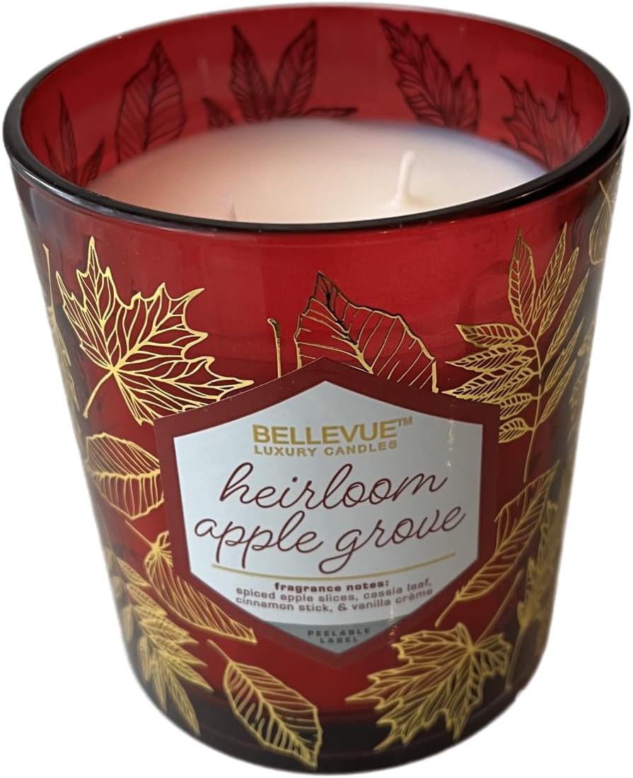 Bellevue Luxury Candles, 12 OZ Fragranced Candle, Soy Blend Wax, Essential Oils, Long-Lasting Burn, Home Fragrances, Aromatherapy Home Scented Candles Scent Heirloom Grove Pack of 2