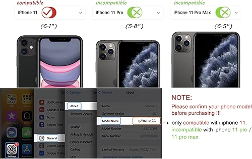 Miniatura 2 de Funda para iPhone 11 para mujer, diseño de corazón, iPhone 11, fundas suaves de lujo para teléfono 11, solo 6.1 pulgadas (negro)