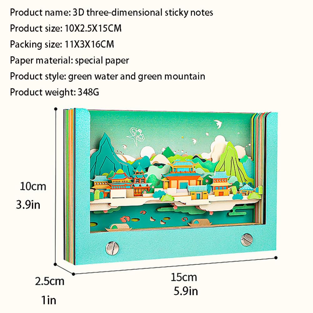 Blocco note calendario 3D, arte dell'intaglio della carta, calendario flip for la classe(Grün)