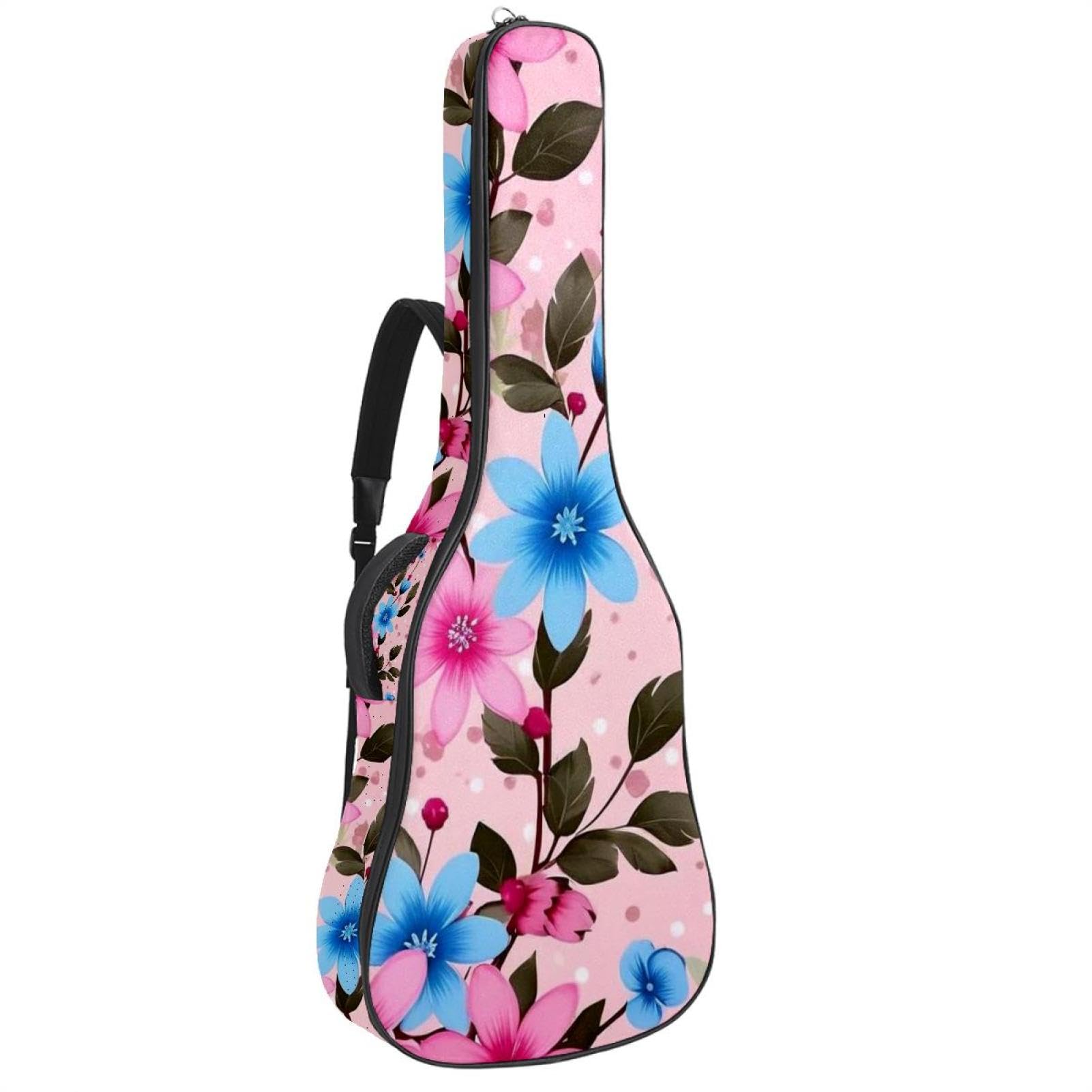 NUEAHEDN Acoustic 40/41/42 Inch Aesthetic Colored Flowers Large Capacity Guitar Gig Bag 0.4Inch Extra Thick Sponge Overly Padded, with Two Storage Pockets, Waterproof Guitar Case