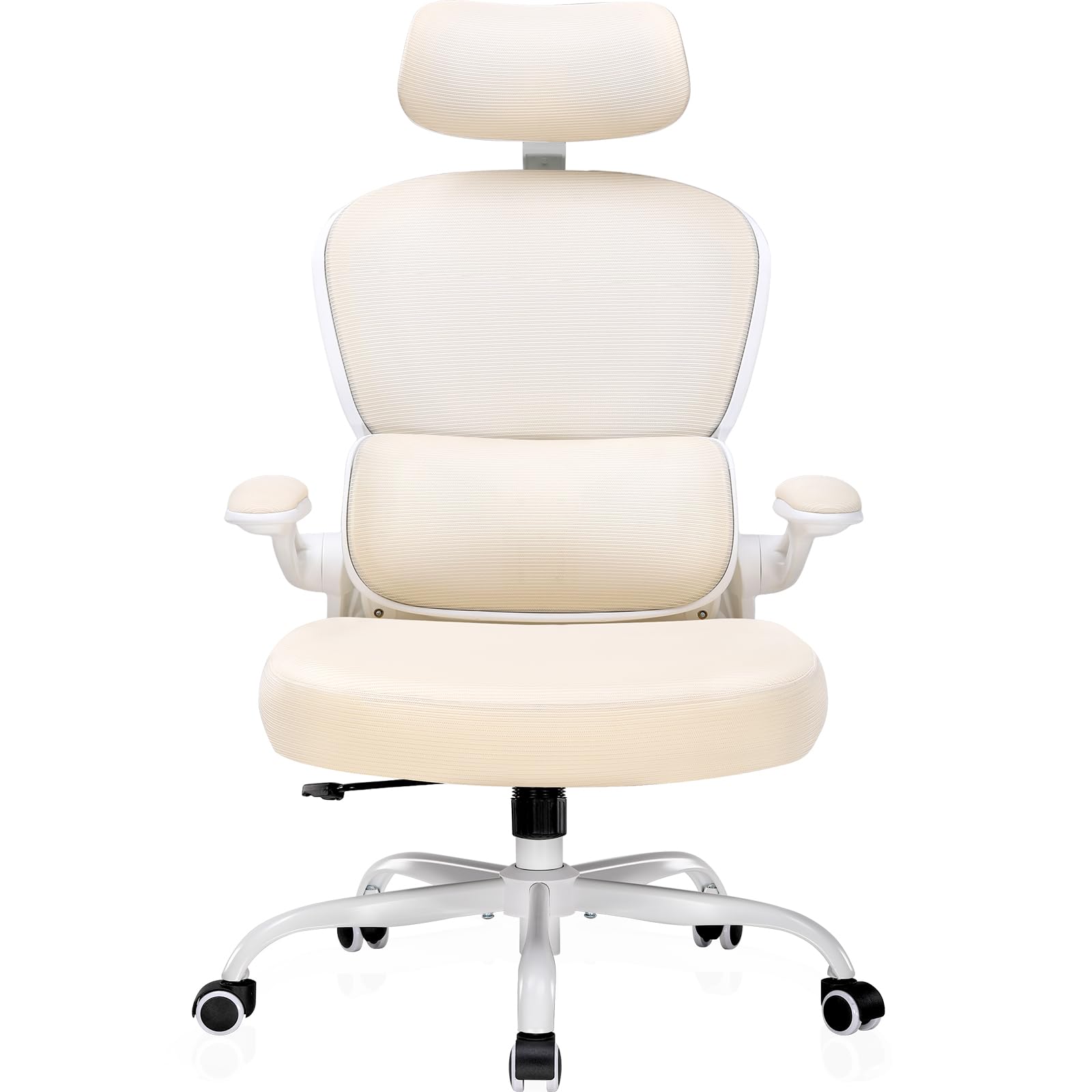 COMHOMA Silla de Oficina ergonómica, Silla de Escritorio con reposacabezas 3D y Soporte Lumbar, diseño de Gancho Integrado, reposabrazos Plegable, cojÃn Acolchado, Carga hasta 150 kg