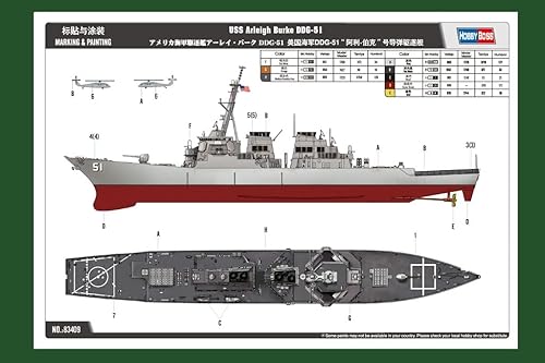 Miniatura 5 de Hobby Boss USS Arleigh Burke DDG-51 Kit de construcción de modelo de barco