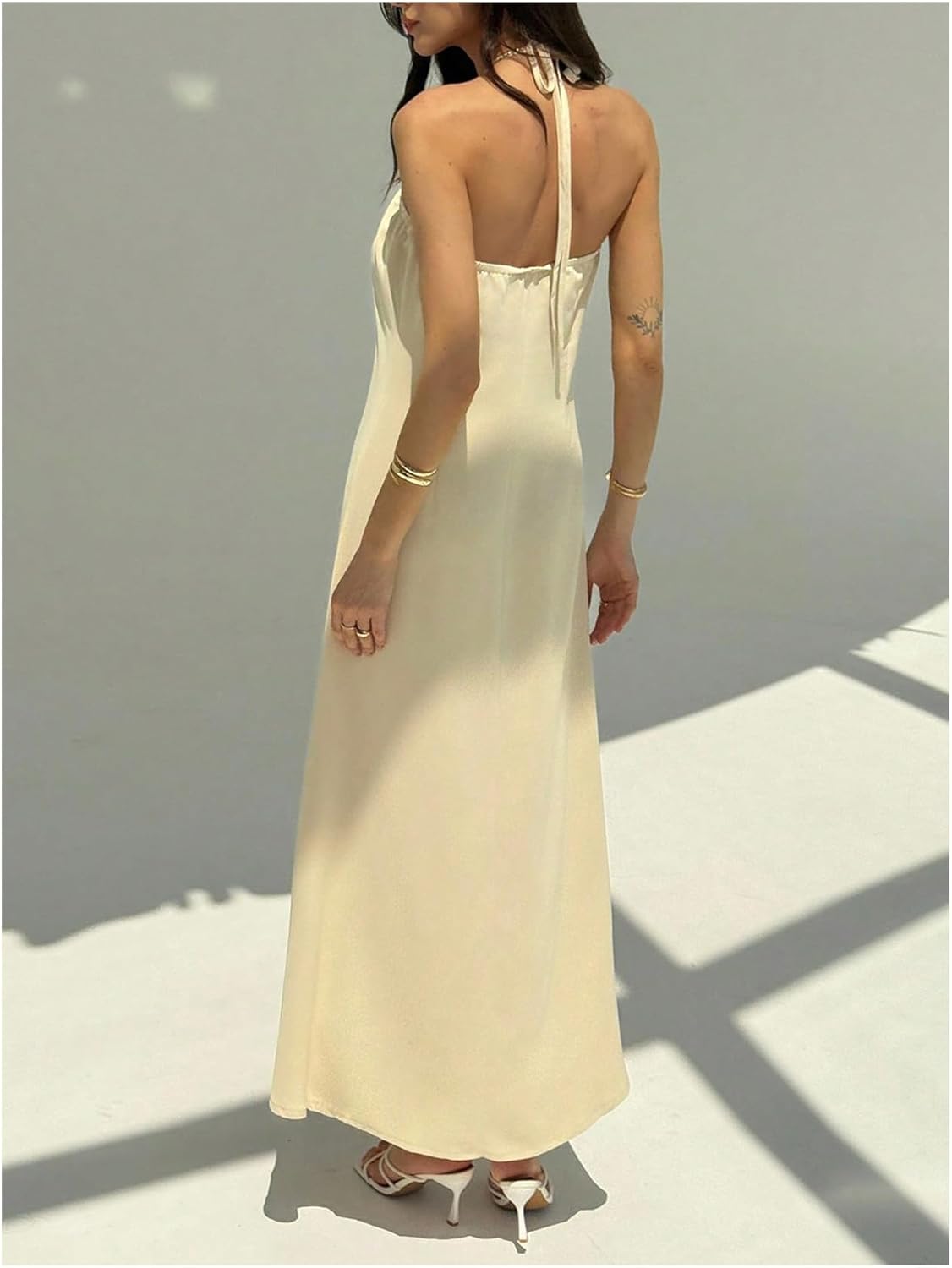 GORGLITTER Women's Summer Halter Maxi Dresses Wedding Guest Bridal Shower Dress Matel Sleeveless Flowy Vacation Sun Dress - Image 2