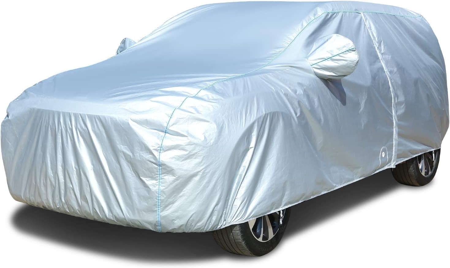 TecoomCar Cover Waterproof All Weather, 3 Layers Soft Cotton Fleece Lining SUV Car Cover with Zipper Door & Lock Windproof Rain Sun UV Hail Protector Full Car Covers Universal Fit 191-205 Inches SUV