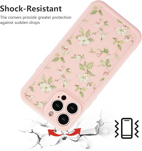 Miniatura 4 de ZTOFERA Funda de silicona compatible con iPhone 15 Pro Max para niñas y mujeres, diseño de flores florales, delgada, a prueba de golpes, funda