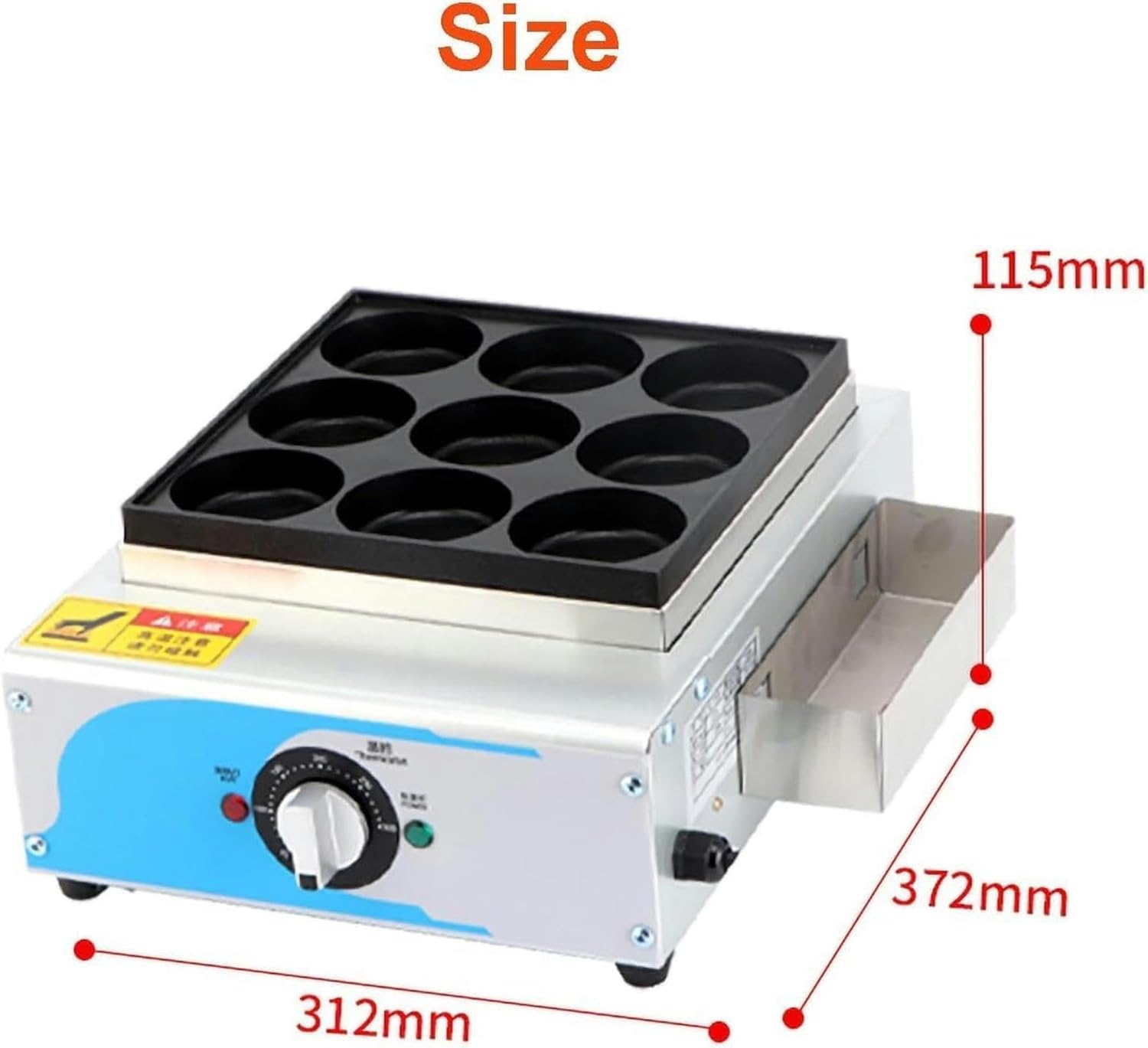 Burger Maker Machine 9 Hole Egg Burger Machine, 2000W Commercial Electric Heating Meat Hamburger Maker Griddle, 50-300℃Temperature Control Rapid Heating, Stainless Steel