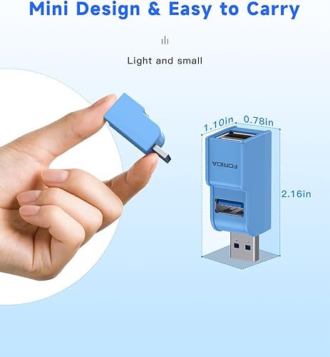 Miniatura 6 de Adaptador USB 3.0 de 3 Puertos, Hub USB con 1 Puerto USB 3.0 y 2 Puertos USB 2.0, Divisor de Puerto USB Portátil para Teclado, Disco Duro Móvil,