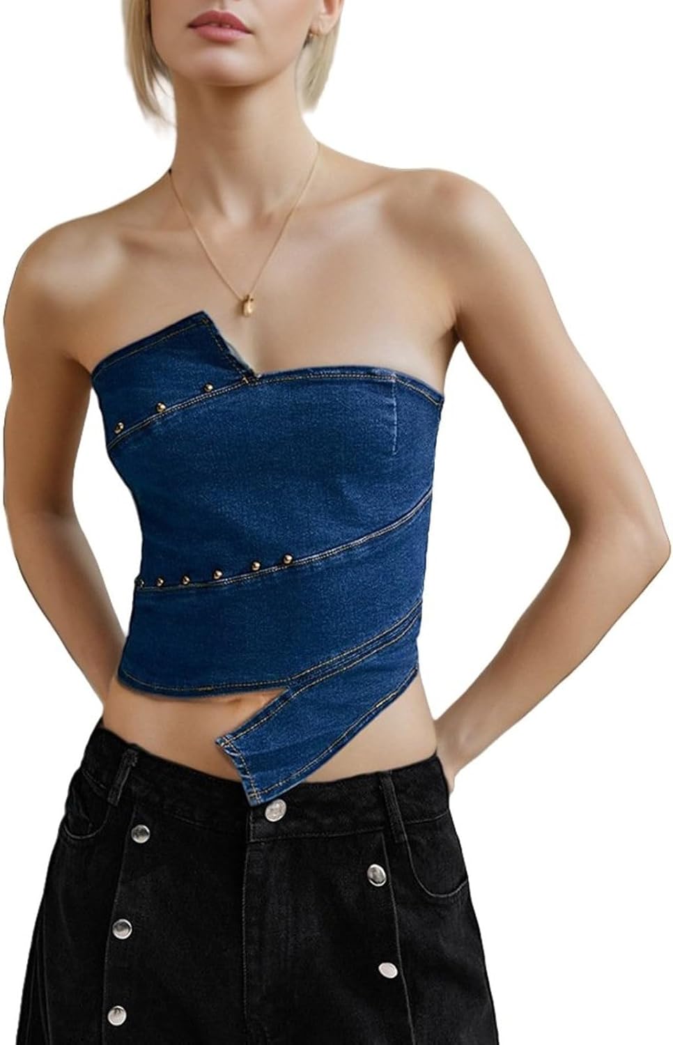 DIESEL M-Clarksville チューブトップ XS ブラック diesel チューブ