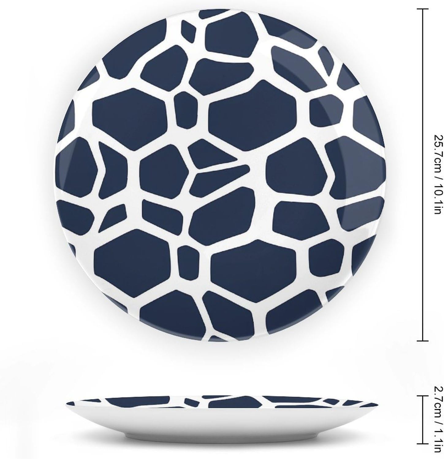 Blue Giraffe Texture Pattern Decorative Plates for Display Ceramic Plate Tray with Stand Hanger Home Decor